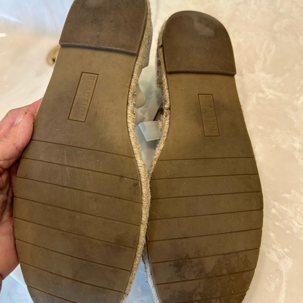 KENNETH COLE Natural Canvas LUNA Crystal Espadrille Elegant Flats Shoes Sz 8.5 - Picture 12 of 14